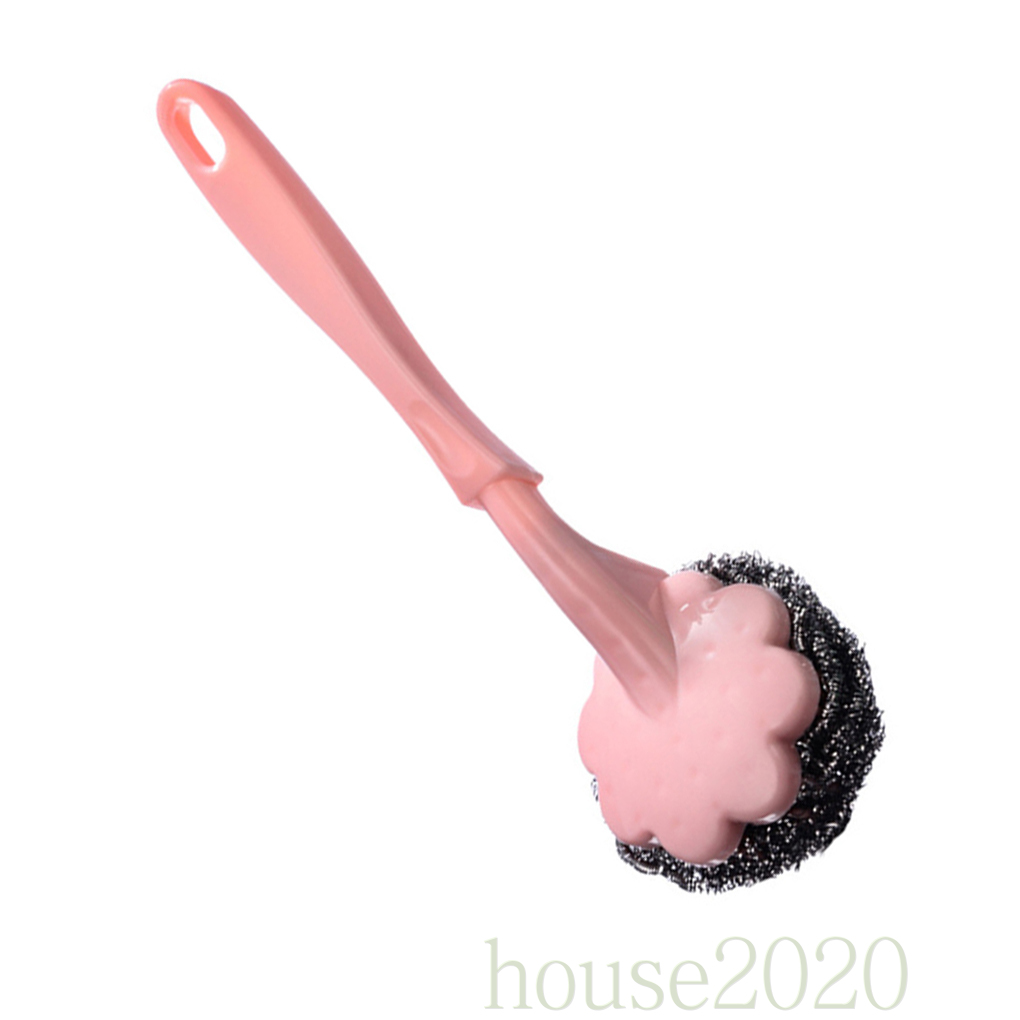 Dụng cụ chà nồi bằng thép có tay cầm dài tiện lợi