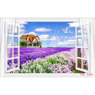 Tranh dán tường cửa sổ 3D 01 nhận in theo kích thước yêu