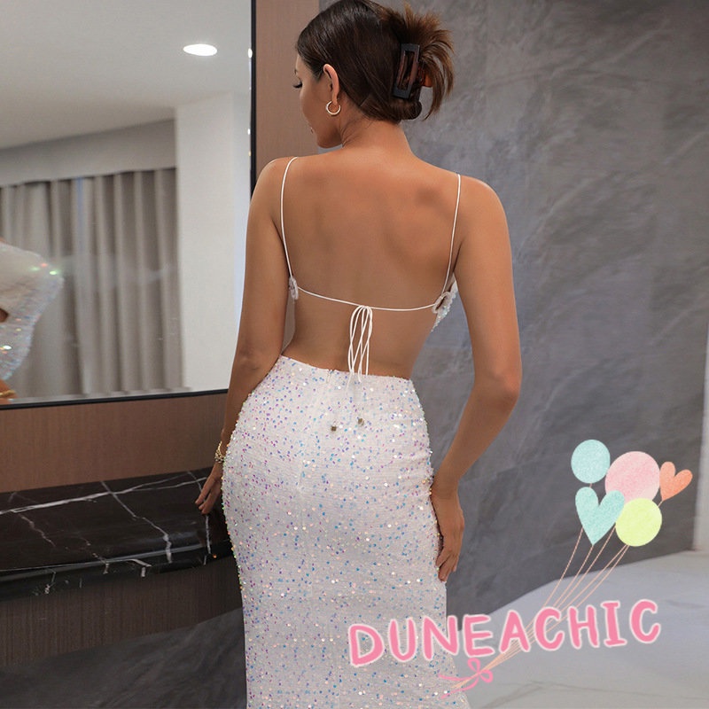 Đầm Dài Hai Dây Hở Lưng Gợi Cảm Cho Nữ