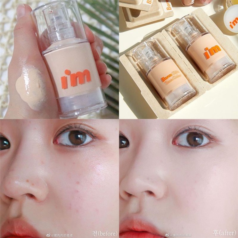 Kem nền mỏng nhẹ I'm Meme I'm Bare Skin Tone Color SPF45/PA++ 30ml - HONGS KOREA