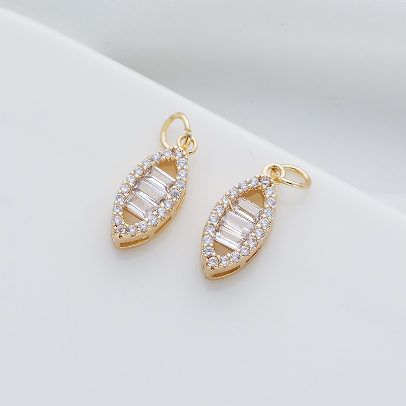 Móc Khóa Bằng Đồng 14k Đính Đá Zircon Hình Vuông Nhiều Màu Sắc