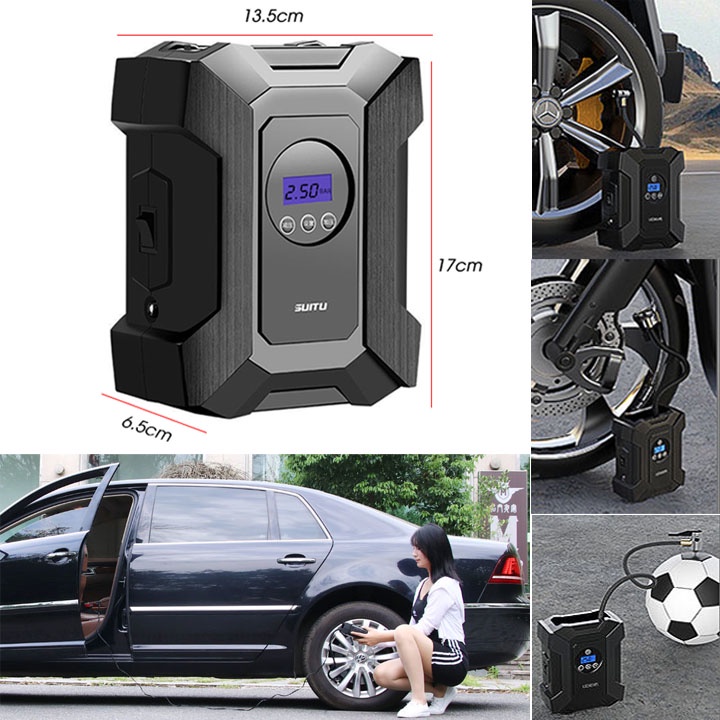 Bơm lốp ô tô điện tử mini SUITU 12V -Bơm Hơi Ô Tô Siêu Mạnh