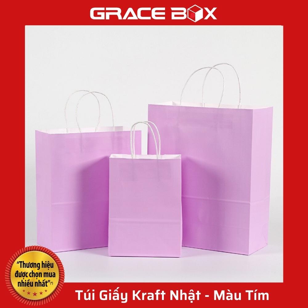 {Giá Sỉ} Túi Giấy Kraft Nhật Cao Cấp - Size 21 x 11 x 27 cm - Màu Tím - Siêu Thị Bao Bì Grace Box