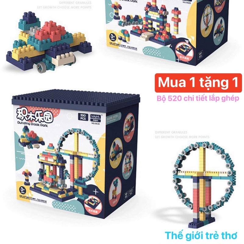 BỘ XẾP HÌNH 520 CHI TIẾT, LEGO LẮP GHÉP THÔNG MINH, ĐỒ CHƠI THÔNG MINH CHO BÉ PHÁT TRIỂN TRÍ TUỆ SÁNG TẠO (tặng kèm tất)