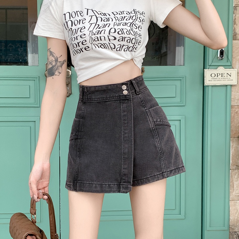 Chân váy jean SUXI dáng chữ A lưng cao đơn giản trẻ trung