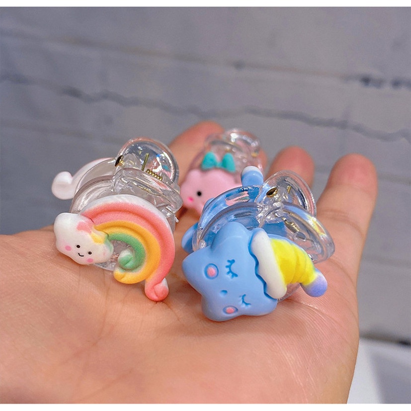 MVP2378 Kẹp Tóc Mini Hình Cầu Vồng / Mặt Trời / Ngôi Sao / Đám Mây Dễ Thương Cho Nữ