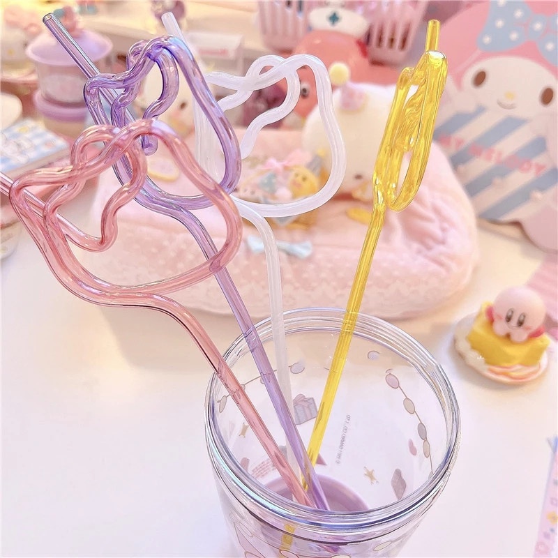 Ống Hút Hình Búp Bê Anime Kawaii Nhiều Màu Sắc Tái Sử Dụng Được Cho Trẻ Em/Trung Bar Tiệc Tùng