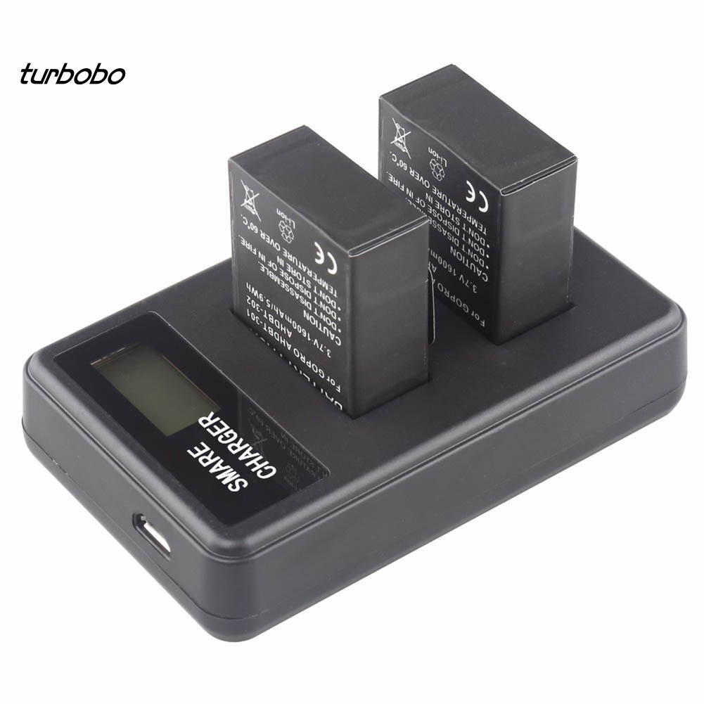 Bộ sạc pin turbo kép màn hình LCD cho máy ảnh GoPro Hero 3 3+ AHDBT-201 AHDBT-301