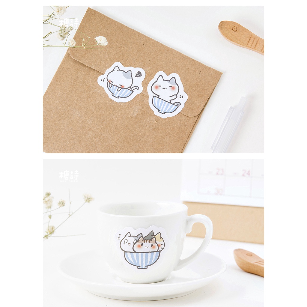 Set 45 Miếng Dán Trang Trí Hình Mèo Dễ Thương