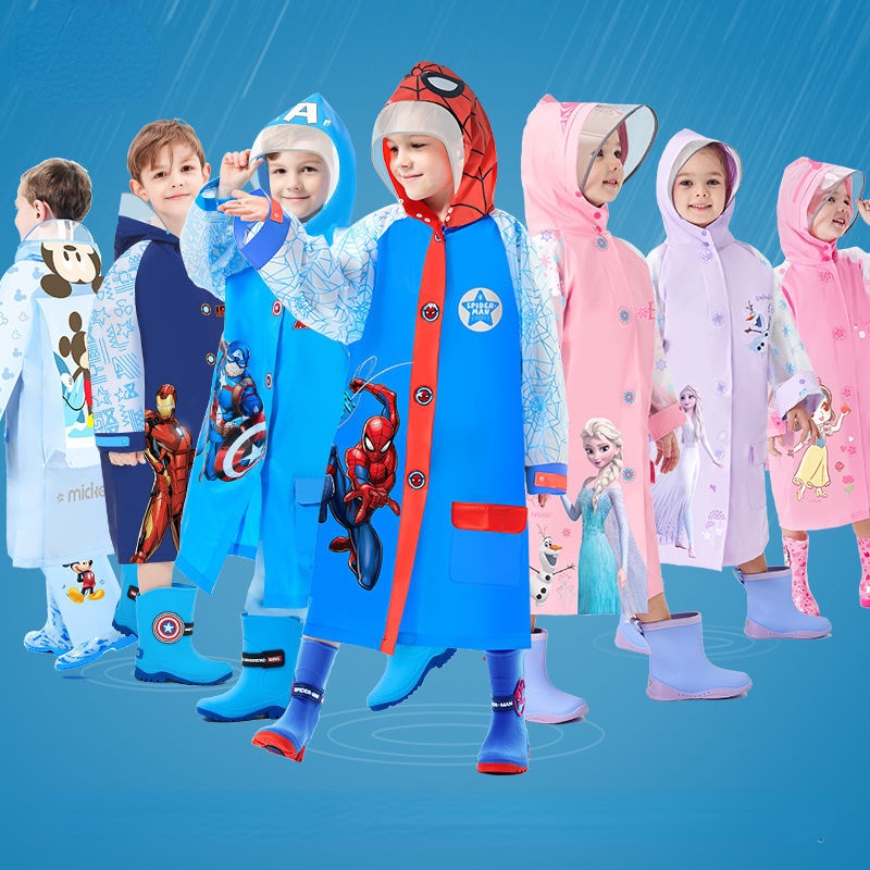 Áo Mưa Chống Thấm Nước In Họa Tiết Hoạt Hình Frozen / Spiderman Xinh Xắn Dành Cho Bé
