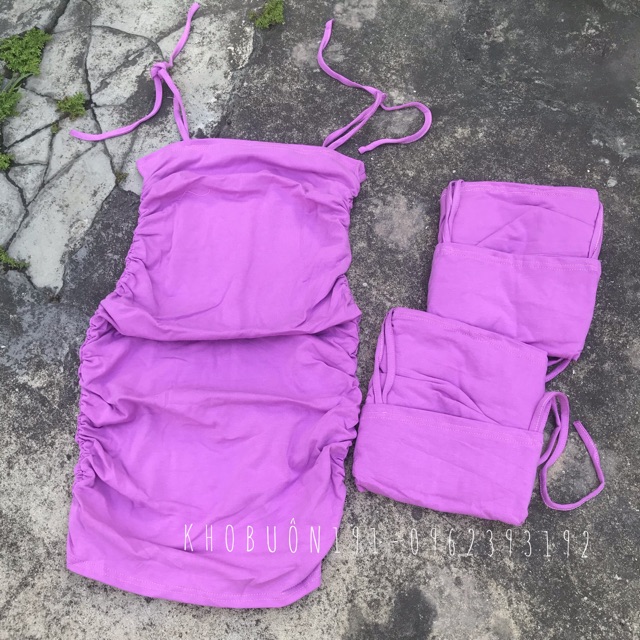 Đầm Body Nữ - Váy 2 Dây Nơ Vai Nhún Sườn - VD12