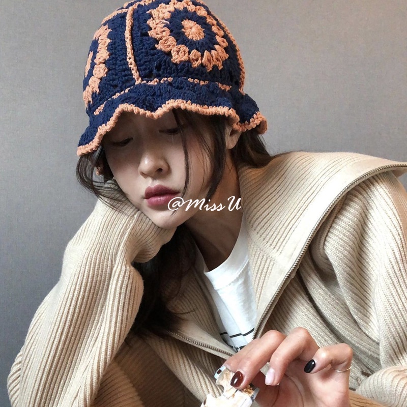 Nón tai bèo dệt kim phong cách Hàn Quốc cho nữ