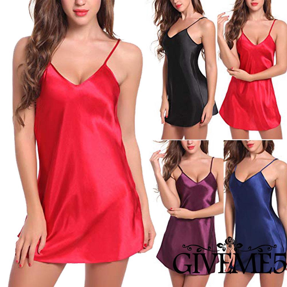 Đầm ngủ hai dây màu trơn gợi cảm cho nữ