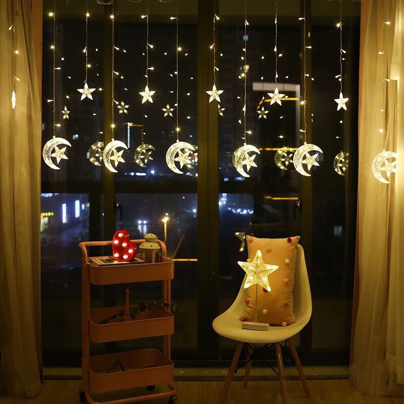 Đèn Led Trăng Sao Mành Thả trang trí mái hiên, ban công, quán cafe- Trang Trí Nhà Cửa, Quán Cafe, Khuôn Viên Cực Xinh