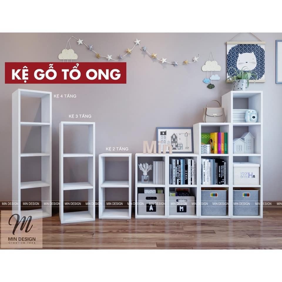 Kệ gỗ tổ ong đa năng kệ sách gỗ để sàn nhà tiện dụng giá gỗ trang trí nhà