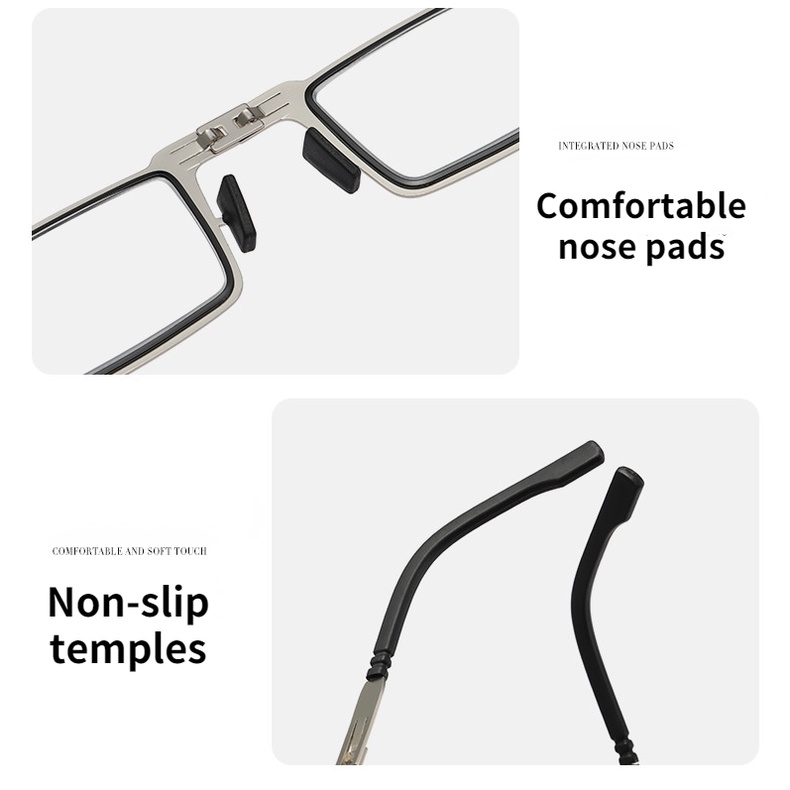 Gấp kính đọc sách nam chống ánh sáng xanh Kính đọc sách bằng kim loại cao cấp chống mỏi