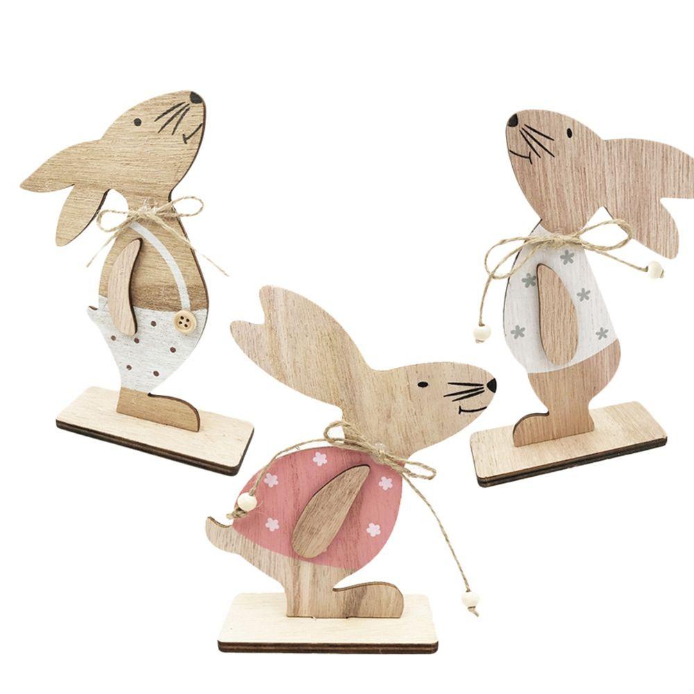 Thỏ Gỗ N1N Hoạt Hình Trang Trí Lễ Phục Sinh Tái Sử Dụng Được