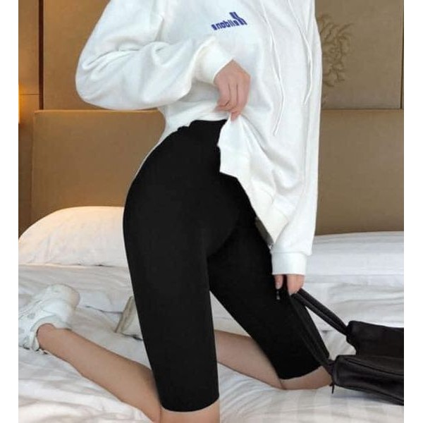 Q013 Quần legging dài lửng đùi ngố đẹp lỡ quần tập yoga nữ đen Thái ngắn mặc nhà lưng thun ôm bó sát rainbow co giãn tốt | BigBuy360 - bigbuy360.vn