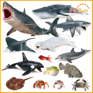 Bộ đồ chơi dạy học mô hình sinh vật cua biển, cá mập megalodon