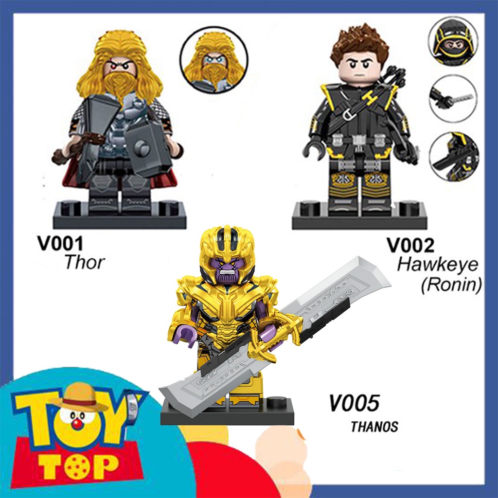 [Một con] Đồ chơi Minifigures lắp ráp Thor V001 , Ronin ( Hawkeye ) V002 , Thanos V005 Marvel siêu anh hùng