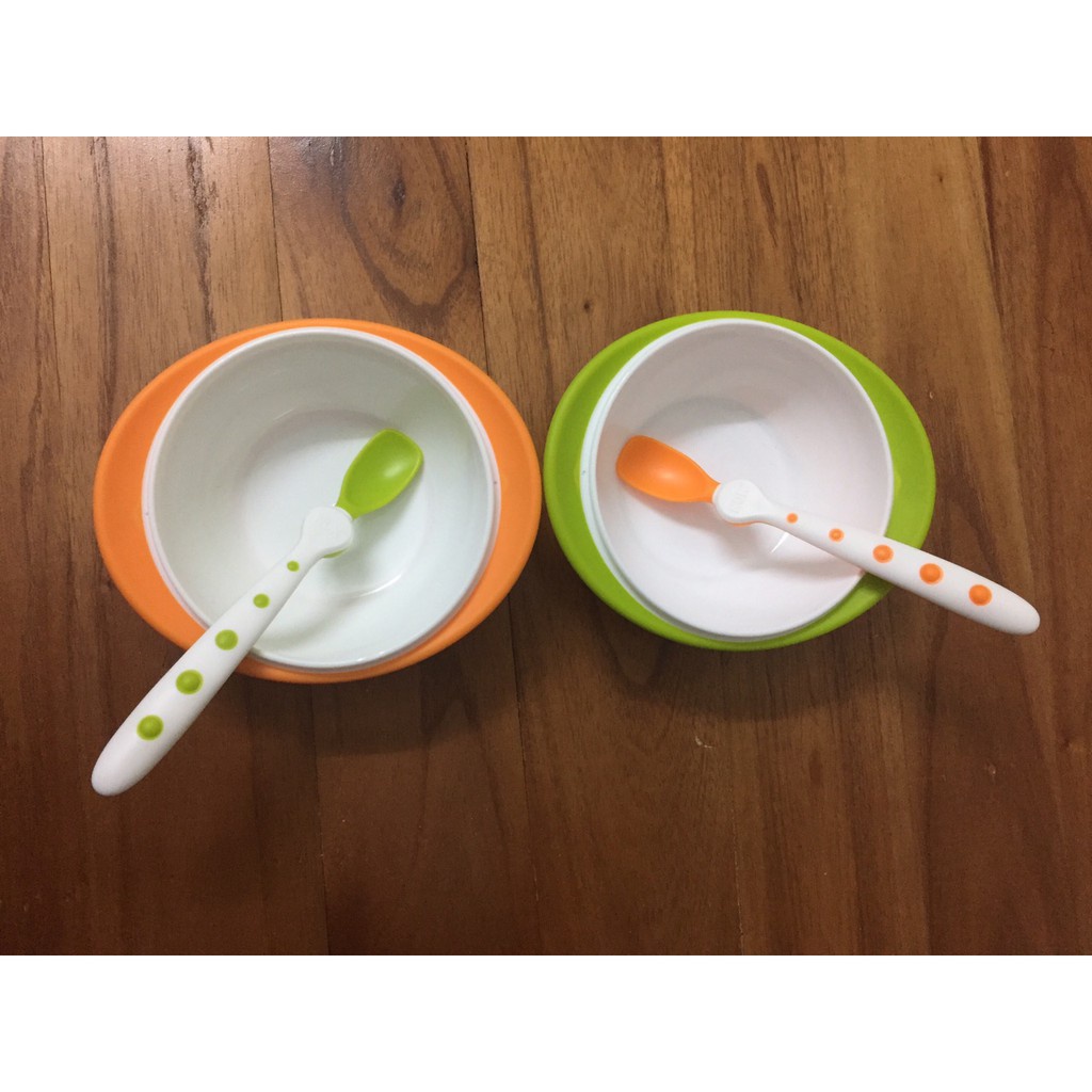 Bát ăn dặm chống đổ có nắp NUK - bán kèm thìa (tách lẻ)