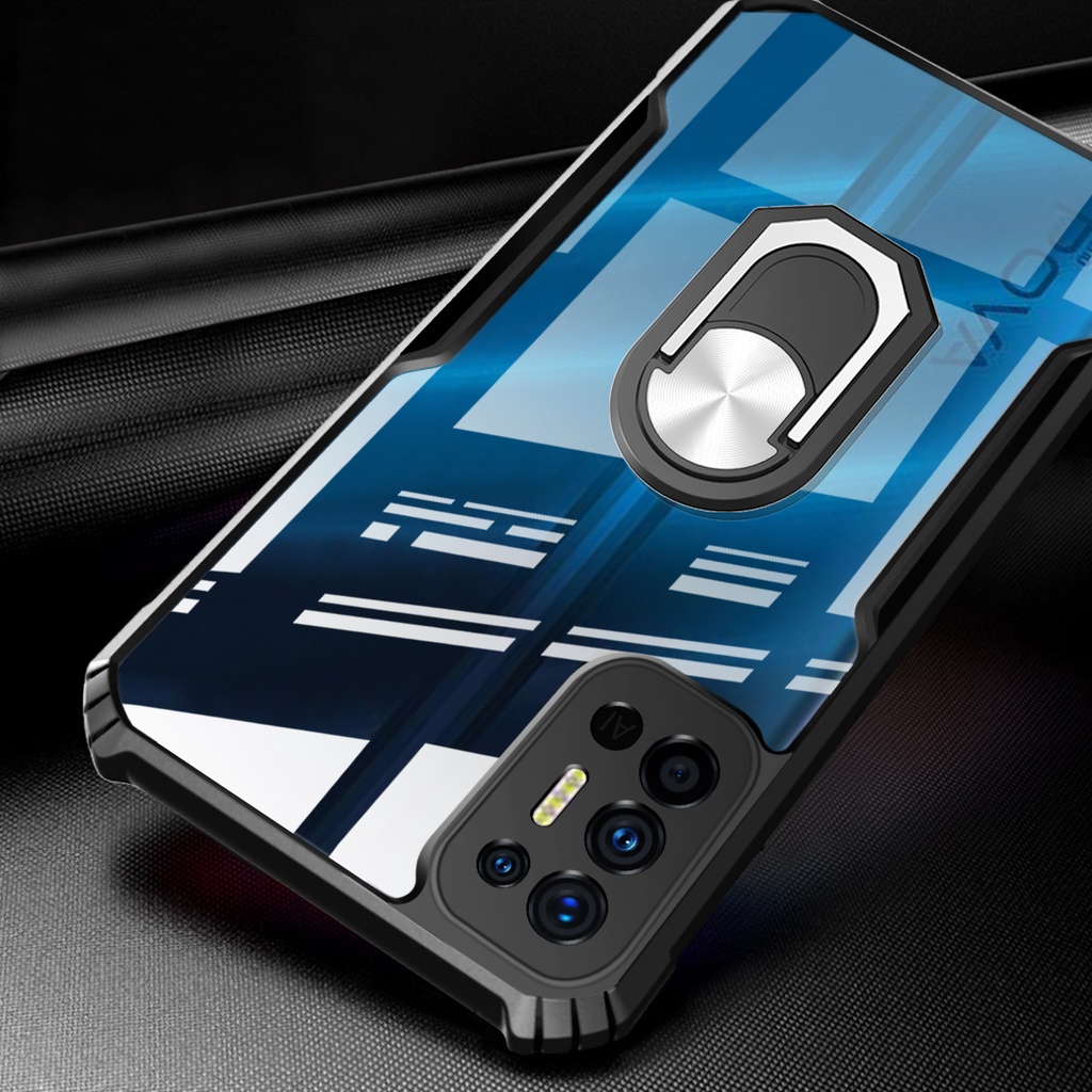 Ốp Điện Thoại Acrylic Trong Suốt Chống Rơi Có Vòng Đỡ Cho Tecno Pova 2/Pova/LE7/LD7/G80/Camon 16 Premier 18 18P Spark 6