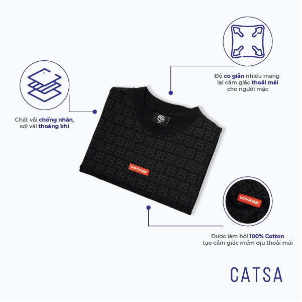 Áo thun nam cổ tròn in CATSA vải Cotton co giãn,dày dặn, form Oversize ATN306
