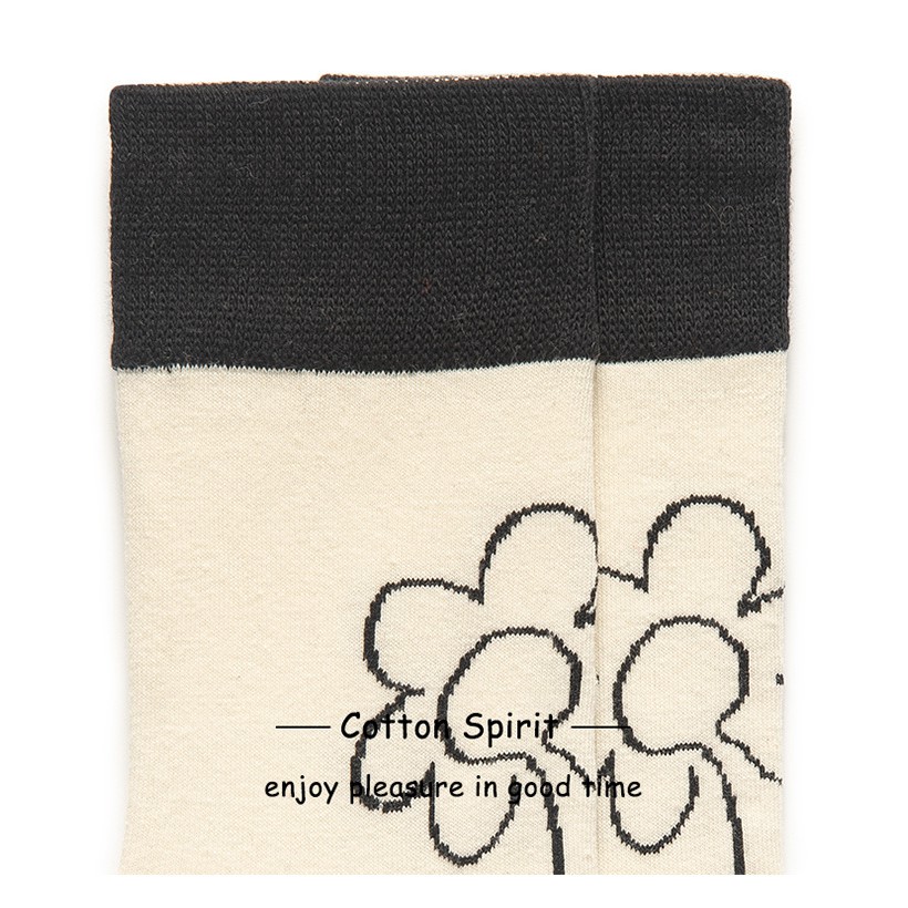 Tất (vớ) UNISEX tất (vớ) nam nữ cổ cao họa tiết bông hoa phong cách Retro Hàn Quốc chất liệu cotton TẤT COTTON SPIRIT
