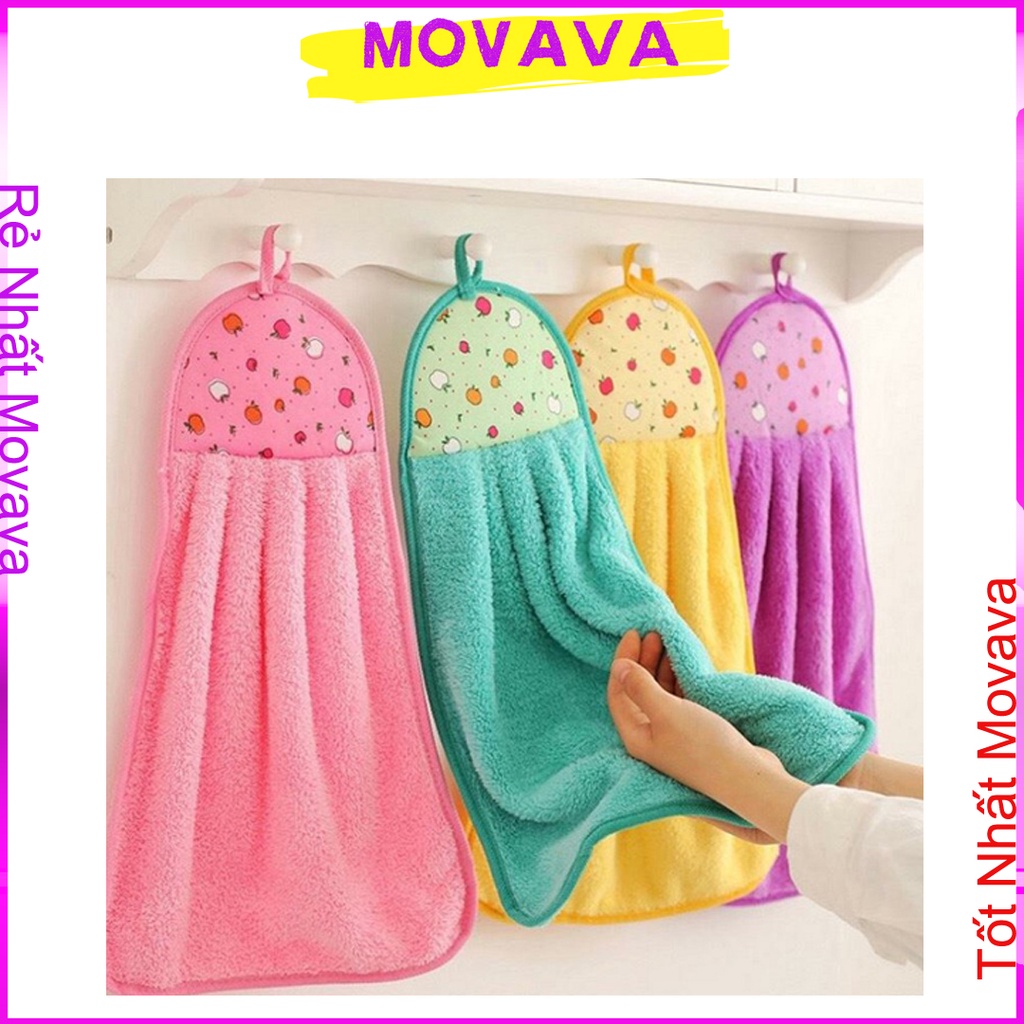 Khăn lau tay nhà bếp dễ thương có móc treo tường cotton thấm hút tốt Shop Movava - KLTN1