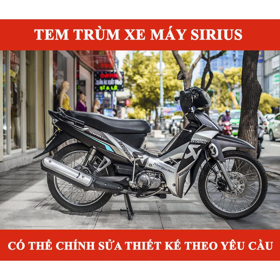 Tem trùm Sirius đen xám rc, độ team decal xe máy si spark rẻ đẹp