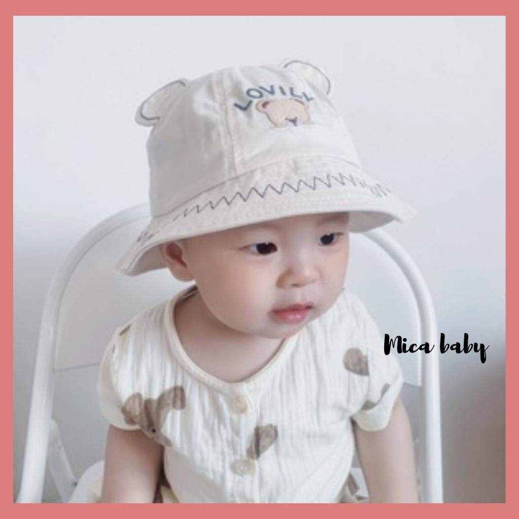 Mũ bucket tai gấu họa tiết chữ lovily đáng yêu cho bé MH143 Mica Baby