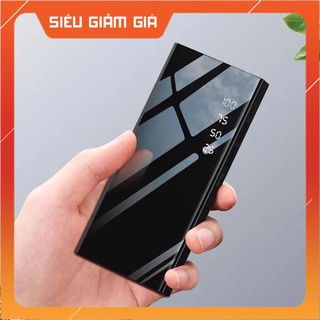 Sạc dự phòng 30000mAh Tích Hợp Sạc Nhanh Fast Charge Mặt Kính Đen hiển phần trăm thị pin. 2 USB Có Đèn |Phutuan [Gương]