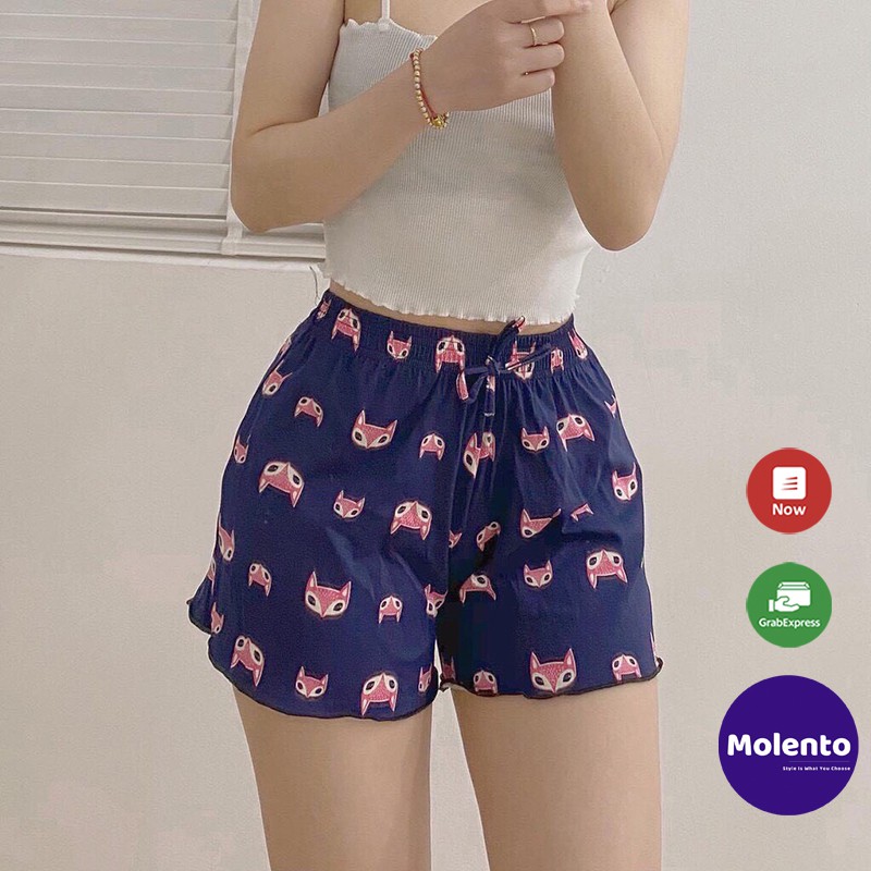 Quần đùi vải nữ mặc nhà, quần short nữ hoa thun cotton dày dặn thoáng mát thấm mồ hôi Molento - X35 | BigBuy360 - bigbuy360.vn