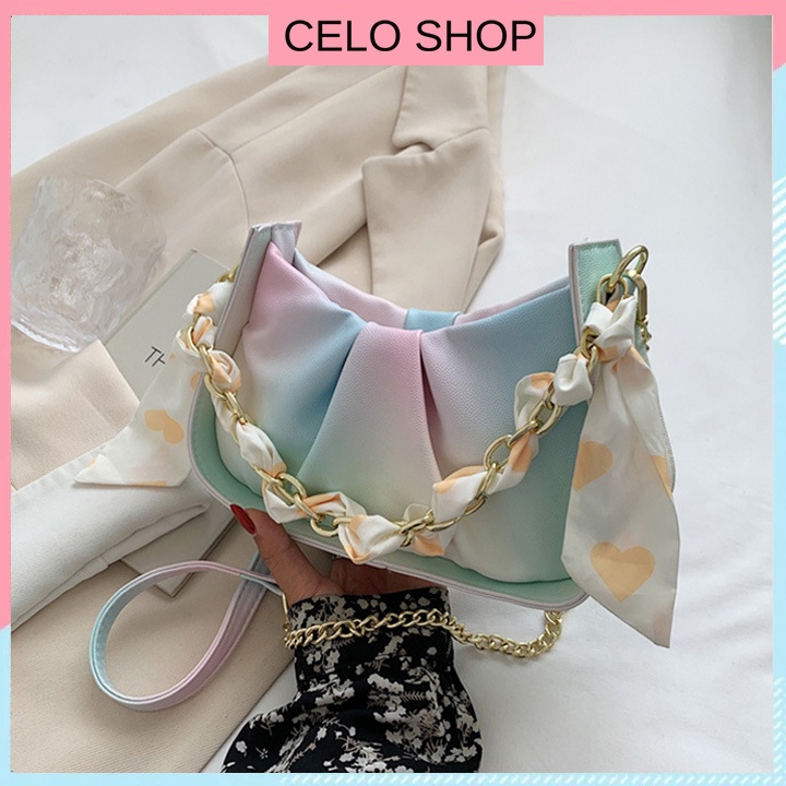 Túi đeo chéo nữ đi chơi hàng quảng châu Celo Shop da phối nhiều màu sắc dễ thương thời trang