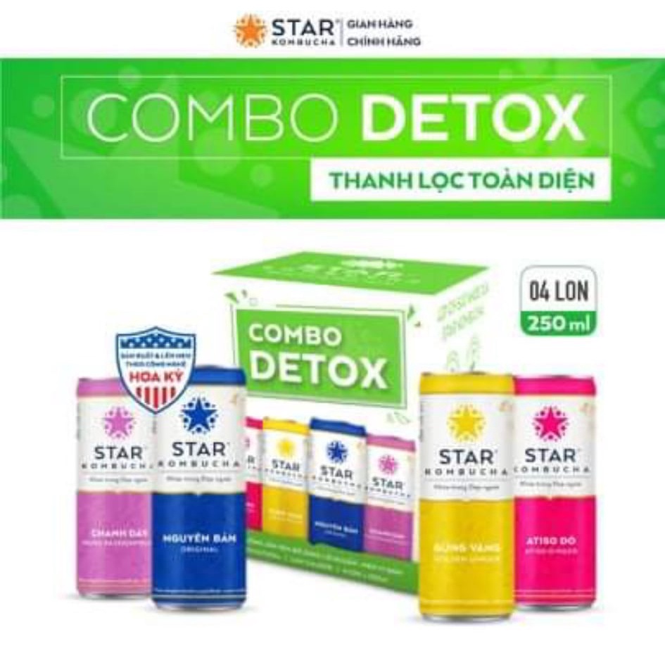 Trà STAR KOMBUCHA mix vị - Balance Pack (250ml/lon) - Trà lên men vi sinh chứa probiotics bảo vệ sức khoẻ