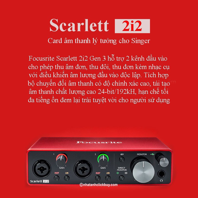 Sound Card Focusrite Scarlett 2i2 Gen 3 . Chuyên Dùng Cho Phòng Thu Âm , Hát Livestream Chuyên Nghiệp