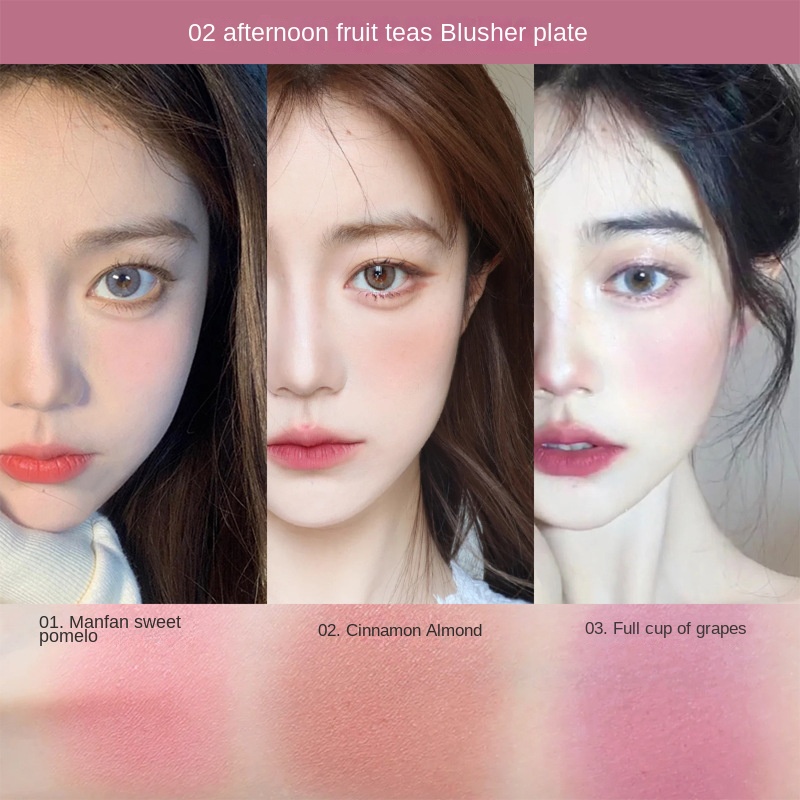 Phấn Má Hồng 3 Màu Sắc Lâu Trôi Trang Điểm Tự Nhiên