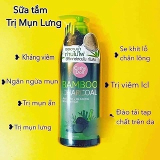 Sữa tắm than tre giảm mụn lưng Bamboo Cathy doll Thái Lan