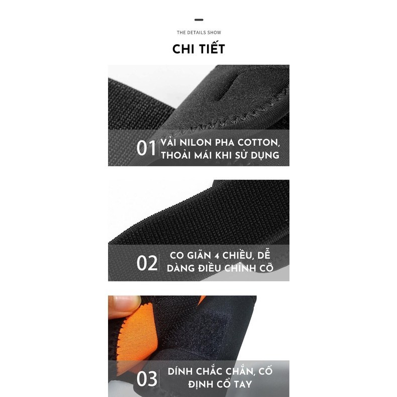 Cặp đai cuốn cổ tay , đai bảo vệ cổ tay , đai bó cổ tay chất liệu Polyester sợi cao cấp co giãn thoải mái thoáng mát