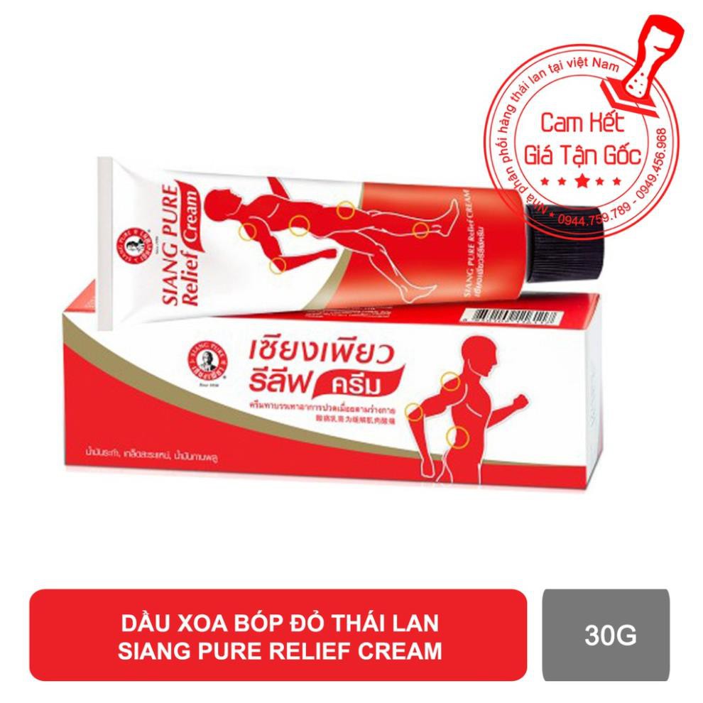 01 tuýp kem xoa bóp đỏ thái lan Siang Pure Relief Cream 30g
