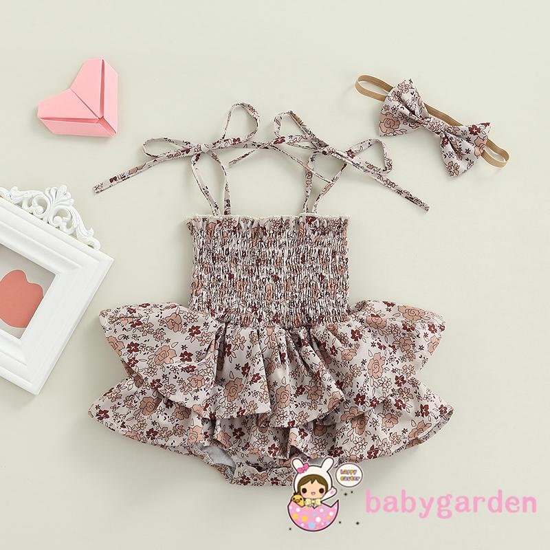 Áo hai dây liền quần kiểu nhún phối dây mỏng hợp thời trang cho bé