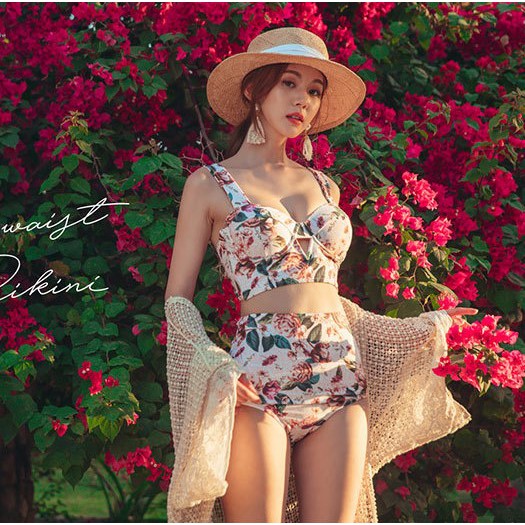 Bộ đồ bơi nữ bikini 2 dây croptop dành cho nữ đi biển màu hè họa tiết hoa mã L20 | BigBuy360 - bigbuy360.vn