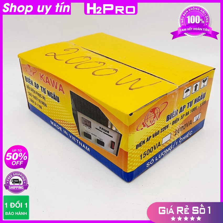 [RẺ VÔ ĐỊCH] Biến áp tự ngẫu Kawa 2000W H2Pro, bộ đổi nguồn 220v sang 110v, 100V 2000w chính hãng