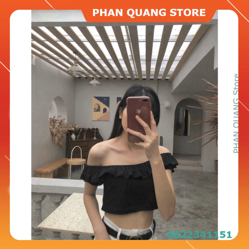 👗 ÁO TRỄ VAI VIỀN BÈO LEN TĂM MẶC NHIỀU KIỂU - ÁO CROPTOP BÁNH BÈO TÍM HOT PQ-Shop