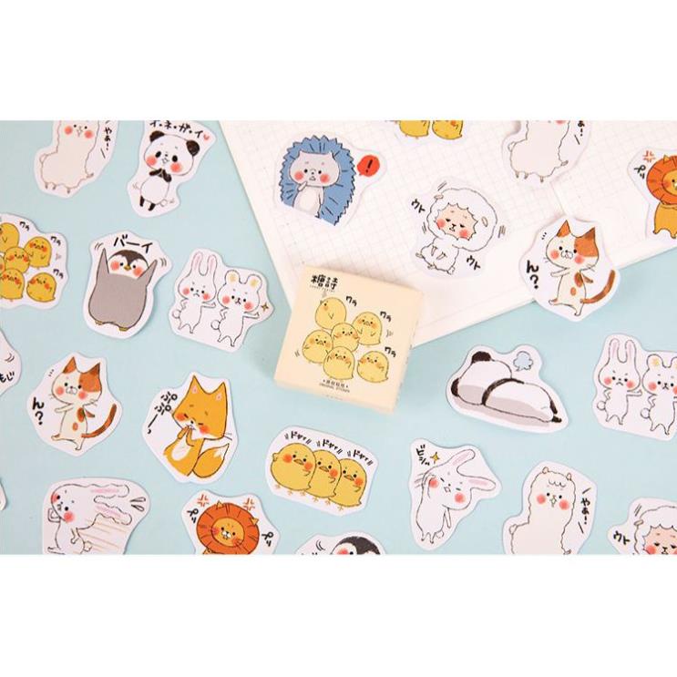 Bộ 46 Sticker Hàn Quốc hình con vật dễ thương dán trang trí E28