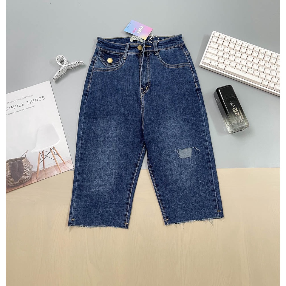 (Hình thật kèm video) Quần Jean Nữ Ôm Skinny Dáng Ngố Kiểu Túi Hộp Rách Co Gĩan Tốt Tôn Dáng YuRi-Jeans