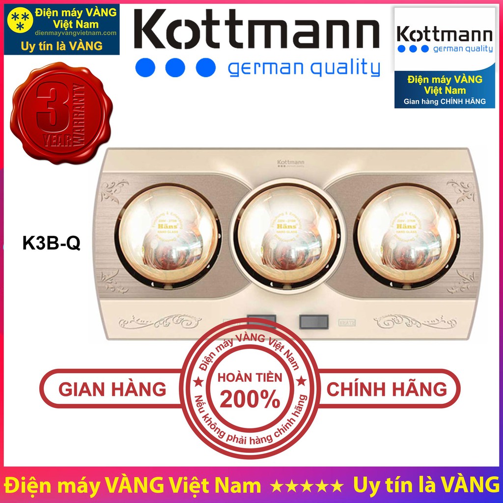 Đèn sưởi nhà tắm Kottmann K2B-H K3B-H K2B-Q K3B-Q K2B-HW-G K4B-G K9S K9R K4B-T - Hàng chính hãng