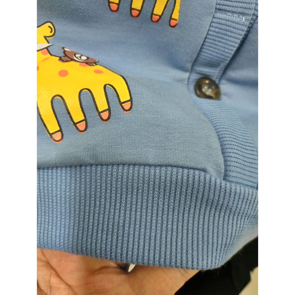 Bộ nỉ da cá cho bé, Bộ nỉ Cardigan giả nhiều lớp cho bé in hình ngộ nghĩnh