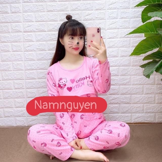 [Mã FASHIONT4WA2 giảm 10K đơn 50K] Bộ đồ bầu và sau sinh họa tiết hello kitty BD922