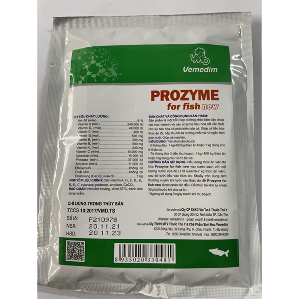 Vemedim PROZYME for fish new bổ sung men tiêu hoá, vitamin giúp cá tiêu hoá tốt và mau lớn
